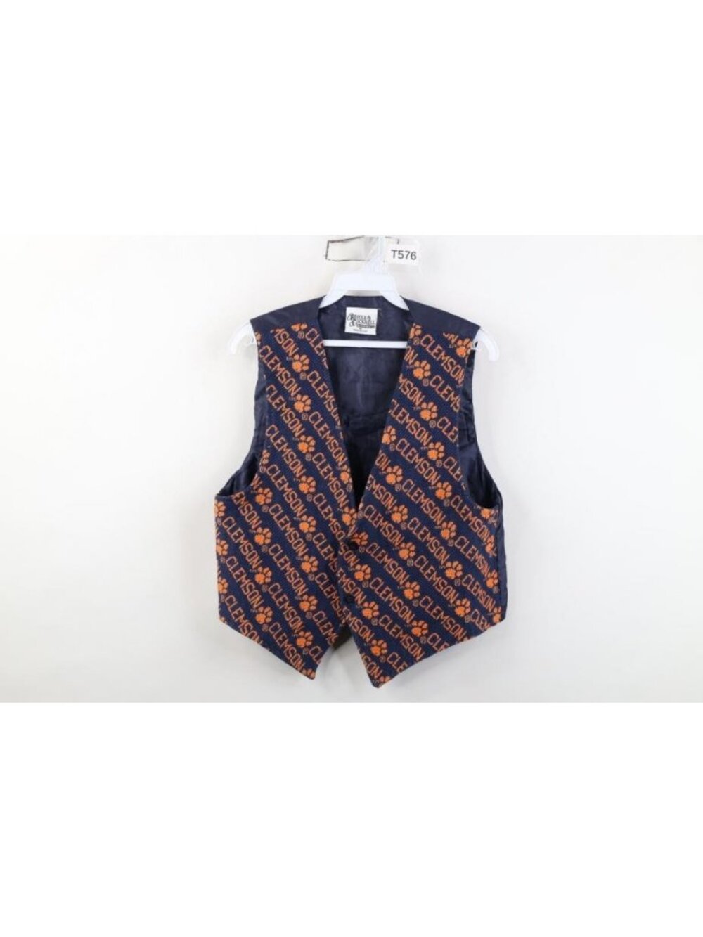 Vintage 90s Womens Size Medium Needlepoint Clemson University Vest Jacket USA